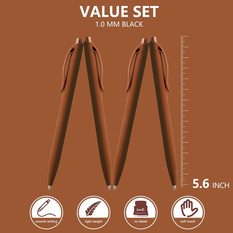 deegtran 100 Pack No Bleed Brown Barrel Click Pens, Wholesale Retractable Ballpoint Pens, Medium Point, Smooth Ink, 1.0MM Black Ink - Image 2